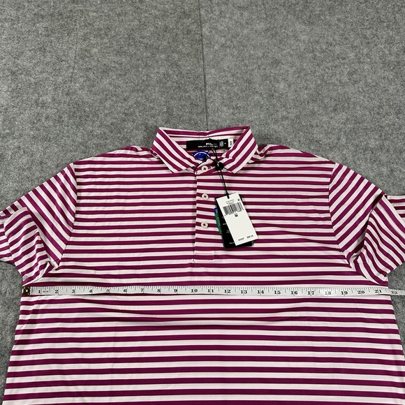 RLX Ralph Lauren Performance Golf Wicking Stretch Vivid Pink Stripe Polo M New - Picture 4 of 8